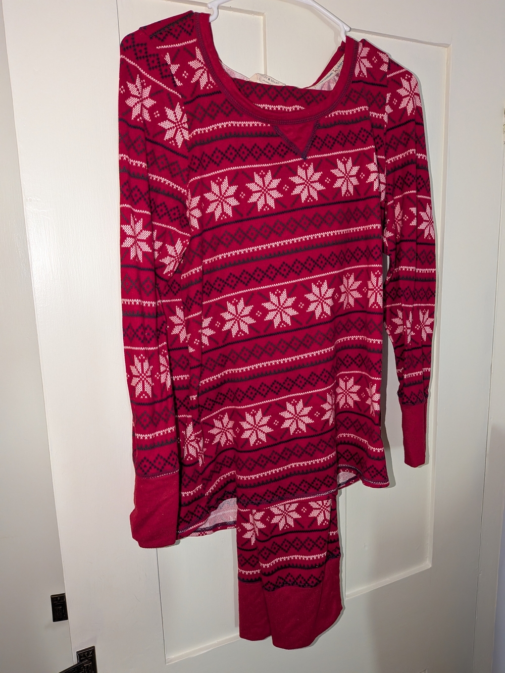 Lucky Brand Red and White Snowflake Pajama Set